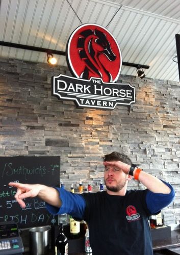 RB27543 - "Dark Horse" Carved Tavern Sign, Installed as an Indoor  Hanging Sign over the Bar