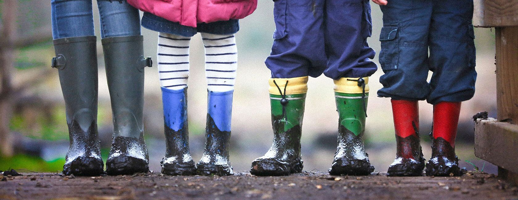Children wearing rain boots