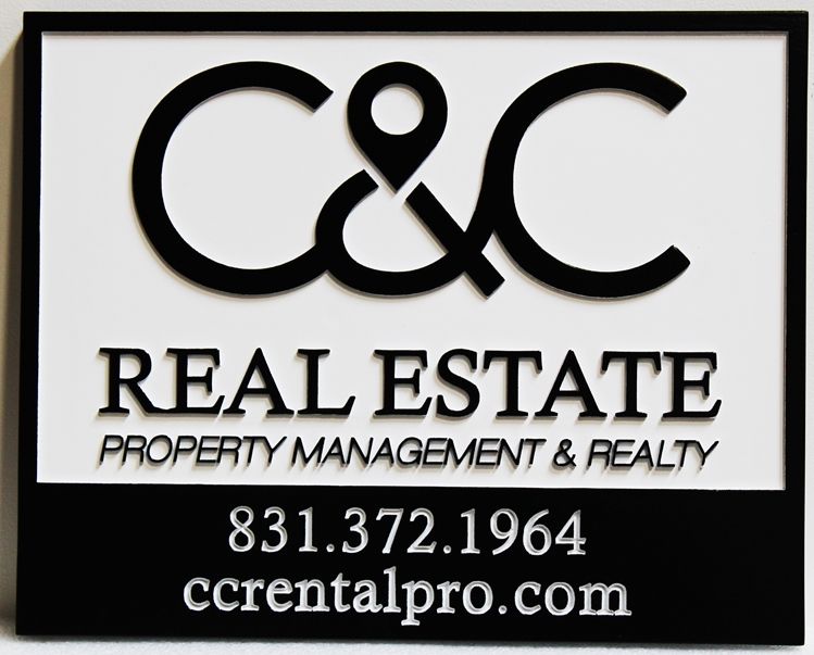 C12281 - Carved 2.5D HDU Sign for the C&C Real Estate Property Management & Realty Company