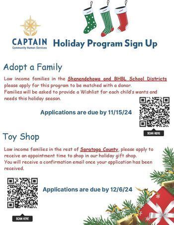 Saratoga Families in Need: Sign Up Now for Adopt-a-Family or Toy Shop! Donors Too!