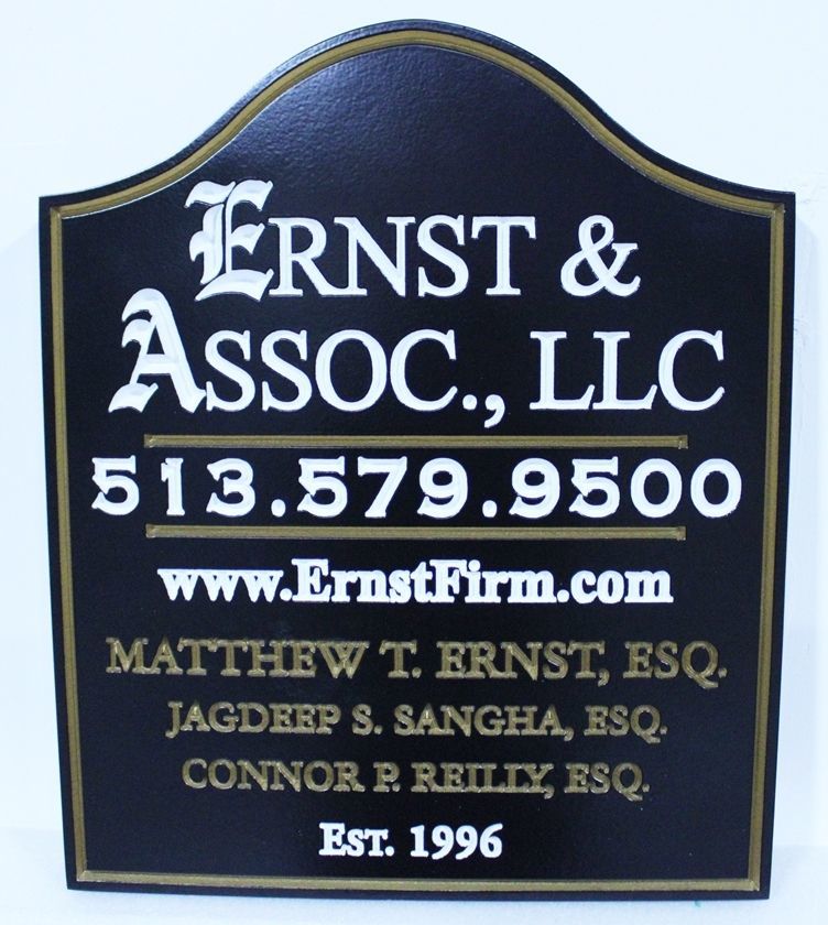A10510- Engraved HDU Sign for the  carved sign for Ernst & Associates Law Firm   