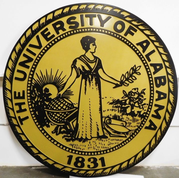 Y34317 - Carved 2.5-D HDU Plaque  Seal for the University of Alabama