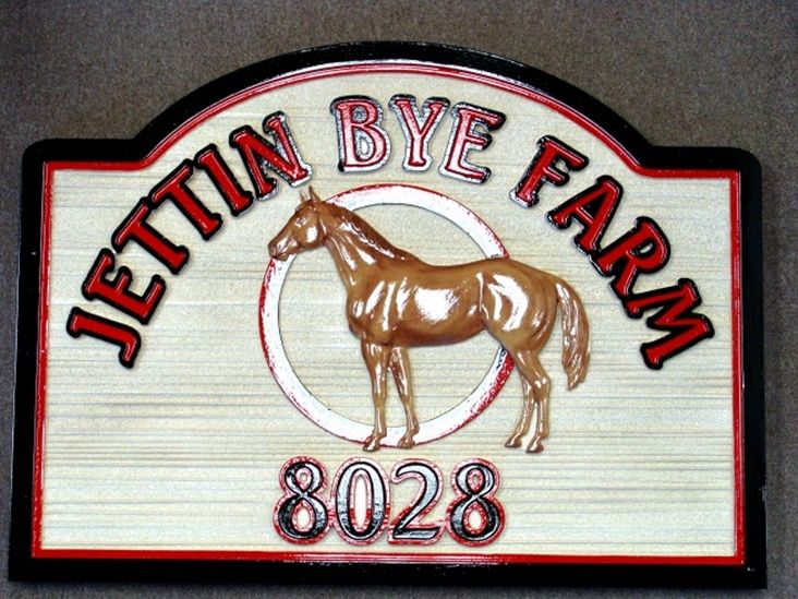 P25304 - Private Farm Sign with 3-D Carved Horse