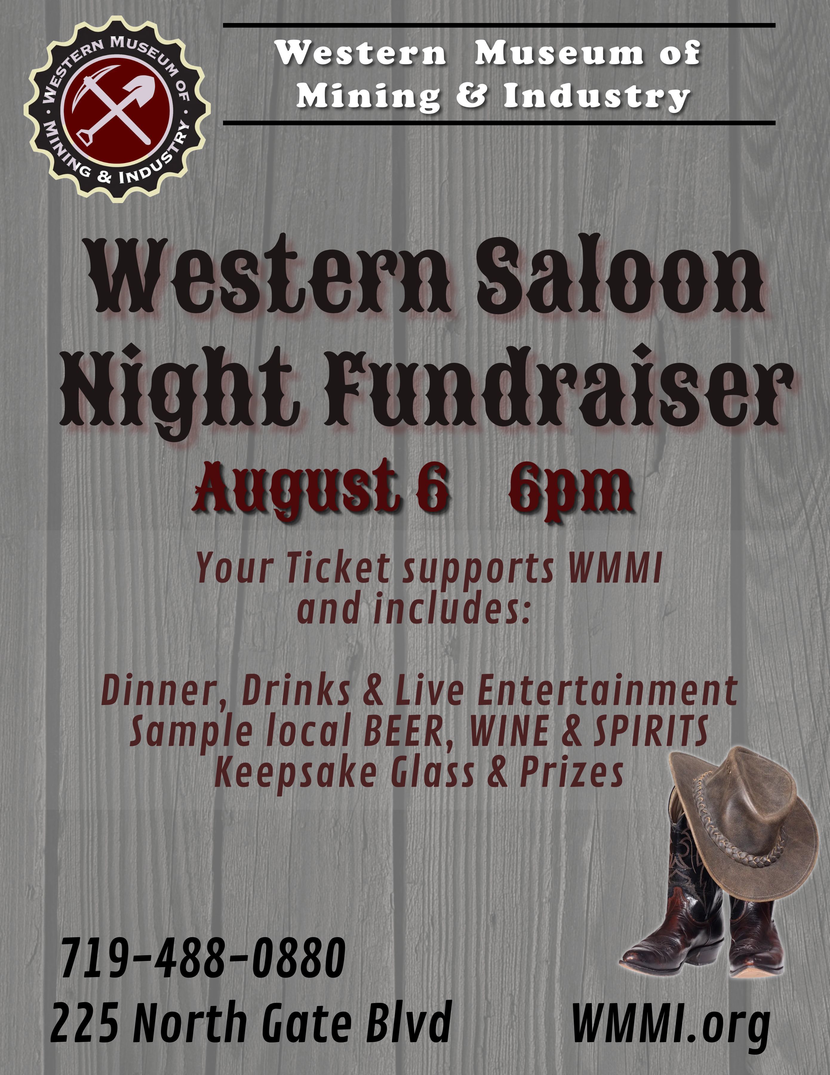 Western Saloon Night Fundraiser August 6, 2022  6pm - 9pm