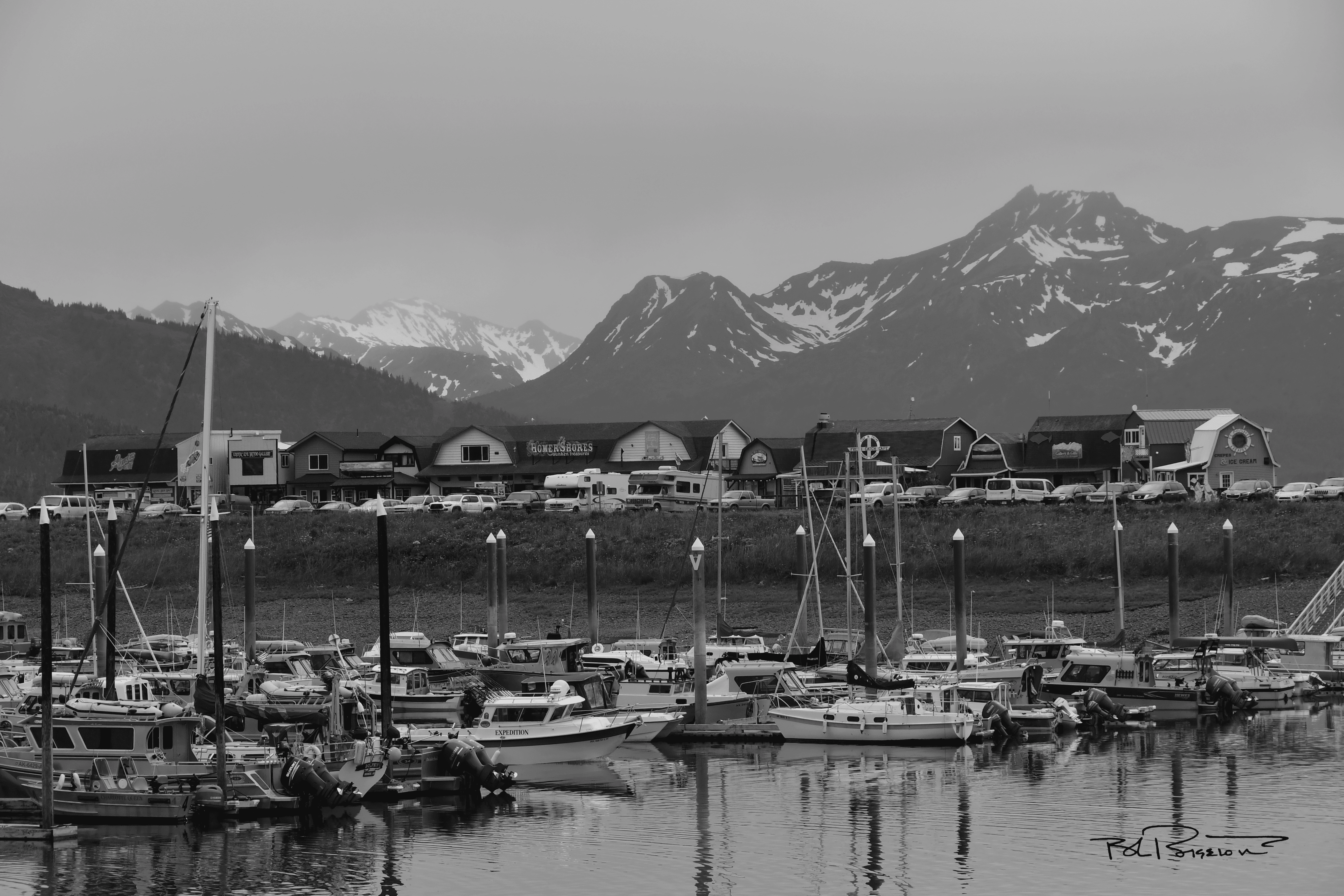 Homer Spit Harbor B&W