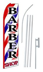 Barber Shop Swooper/Feather Flag + Pole + Ground Spike
