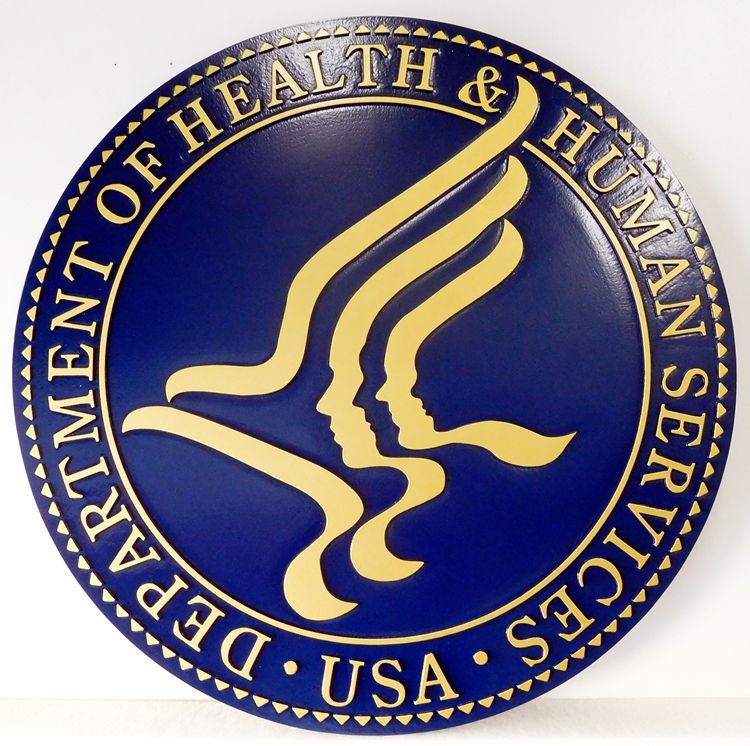 U30230 - Department of Health & Human Services Seal Carved 2.5-D Wall Plaque 