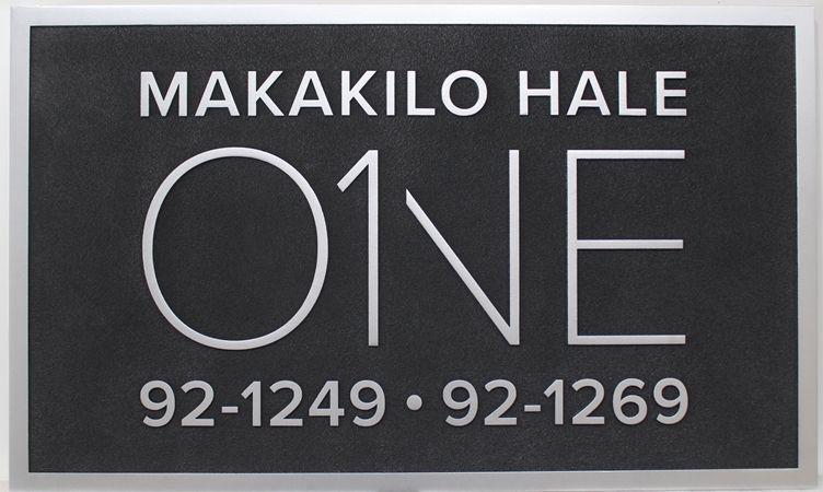 K20357 - Carved 2.5-D HDU Aluminum-Plated  Entrance Sign for the "Makakilo Hale - One" Condominiums