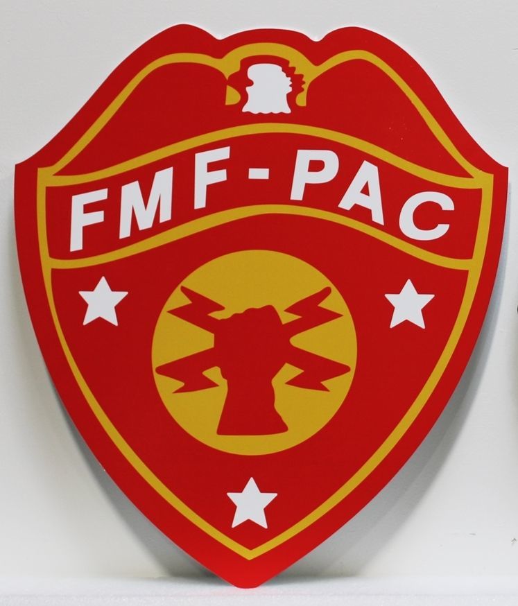 KP-2006 - Caved 2.5-D HDU Plaque of the Crest of Fleet Marine Force Pacific, FMC-PAC