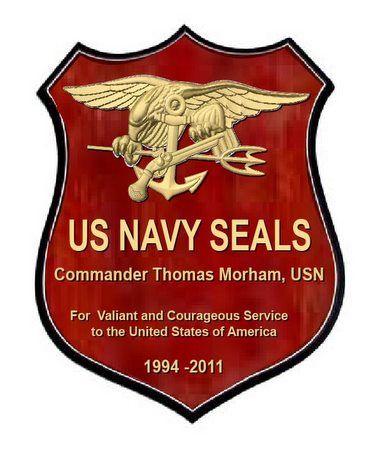 V31272- Personalized Carved Wooden Shield Plaque for USN SEALS