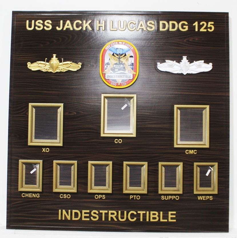 JP-1365 - Chain-of-Command Photo Board for the USS Jack H. Lucas, DDG 125