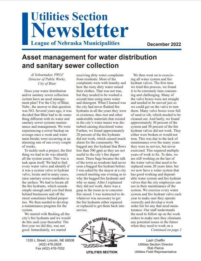 Utilities Section Newsletter