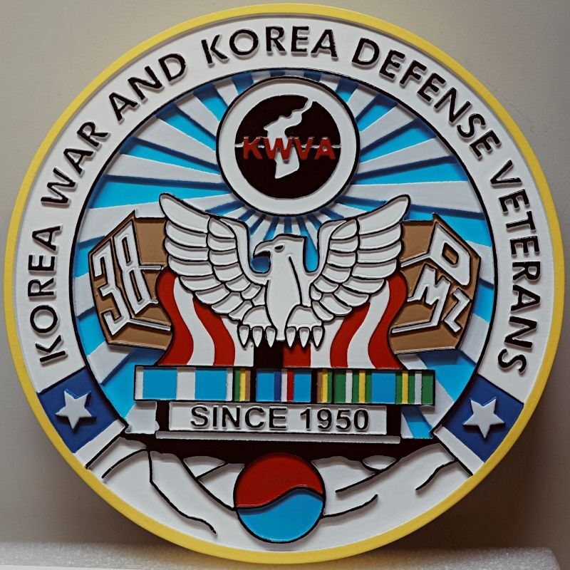 ZP-6045 - 2.5-D HDU Plaque of the Korea War and Korea Defense Veterans Association Emblem