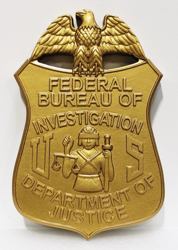 AP-2430 Carved 3-D Bas-Relief HDU Plaque of the Badge of the Federal Bureau of Investigation (FBI)