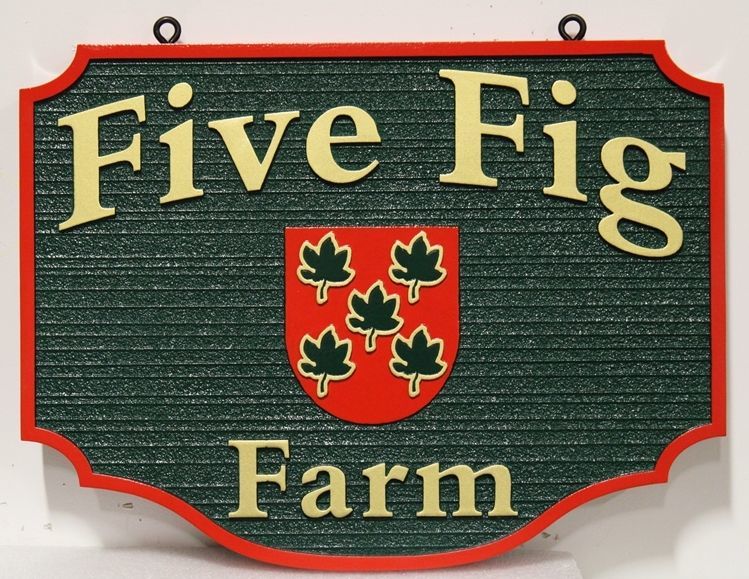 O24710 - Carved HDU Entrance Sign for the Five Fig Farm