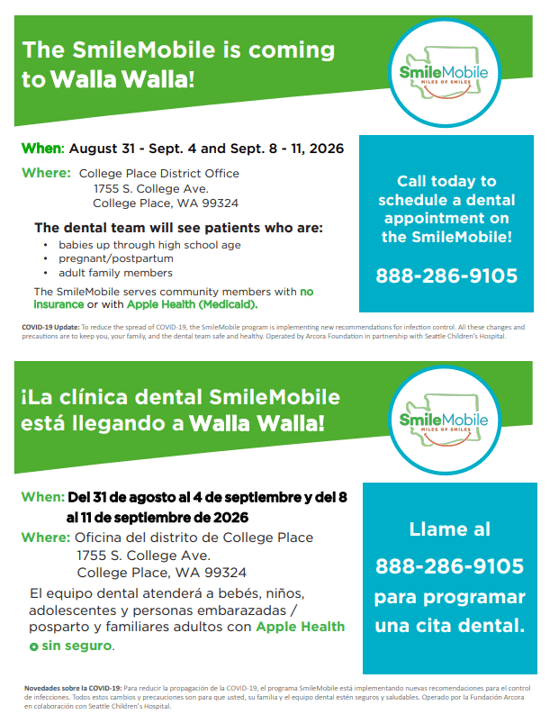 August 31 - Sept. 4 and Sept. 8 - 11, 2026 SmileMobile