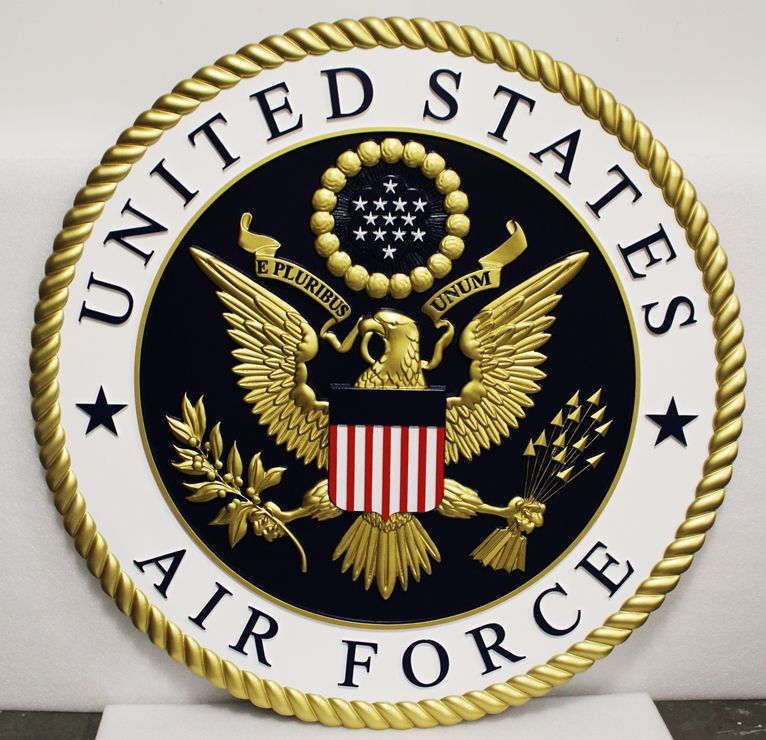 LP-1066 - Large Carved Plaque of a Medallion of the US Air Force, 3-D  Artist-Painted