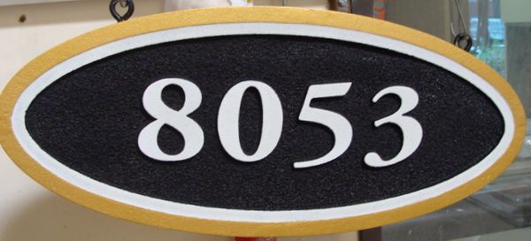 I18881 - Carved and Sandblasted HDU Address Number Sign, Ellipse