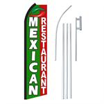 Mexican Restaurant GRN RD Swooper/Feather Flag + Pole + Ground Spike