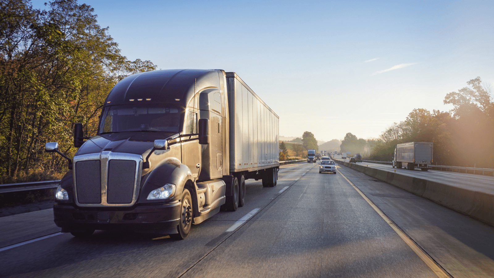 Large truck driving down highway