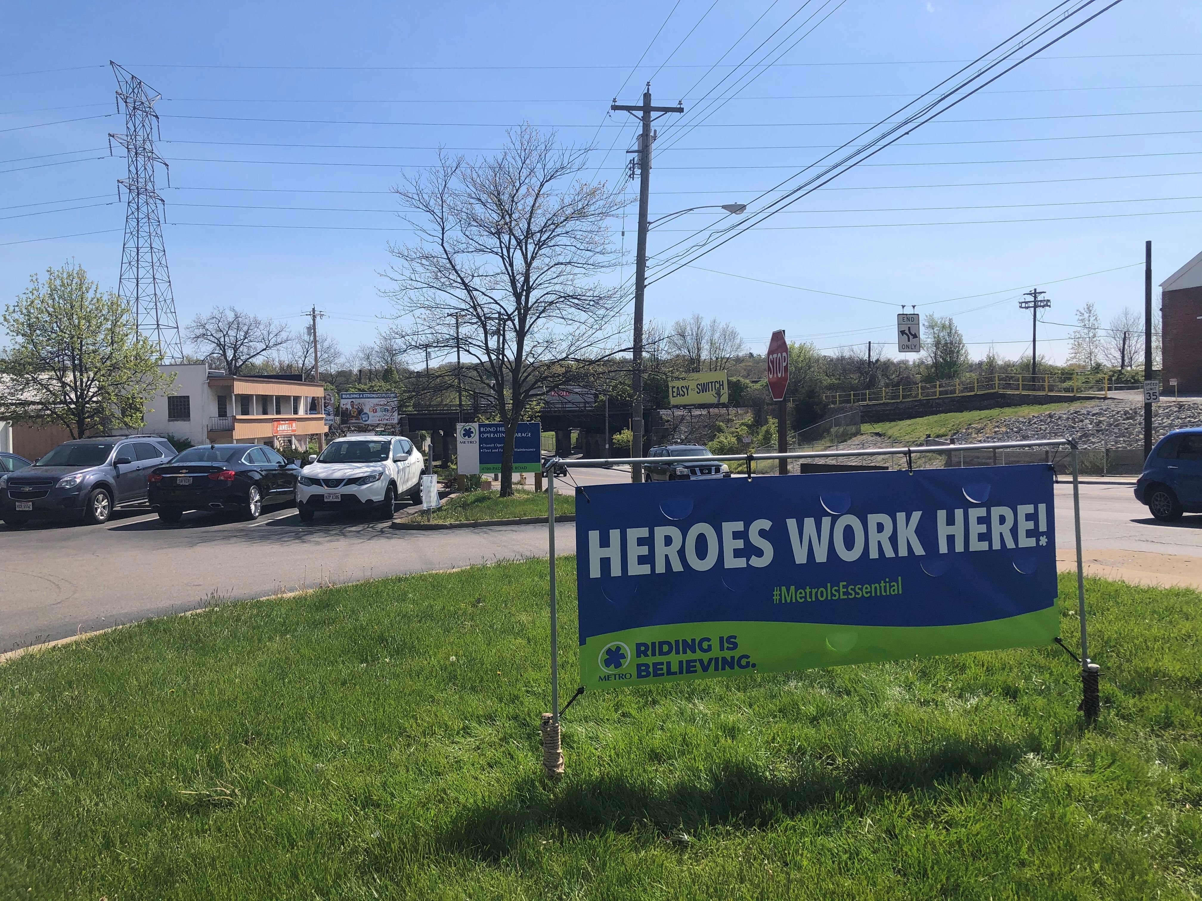 Cincinnati Metro Banner reading Heroes Work Here