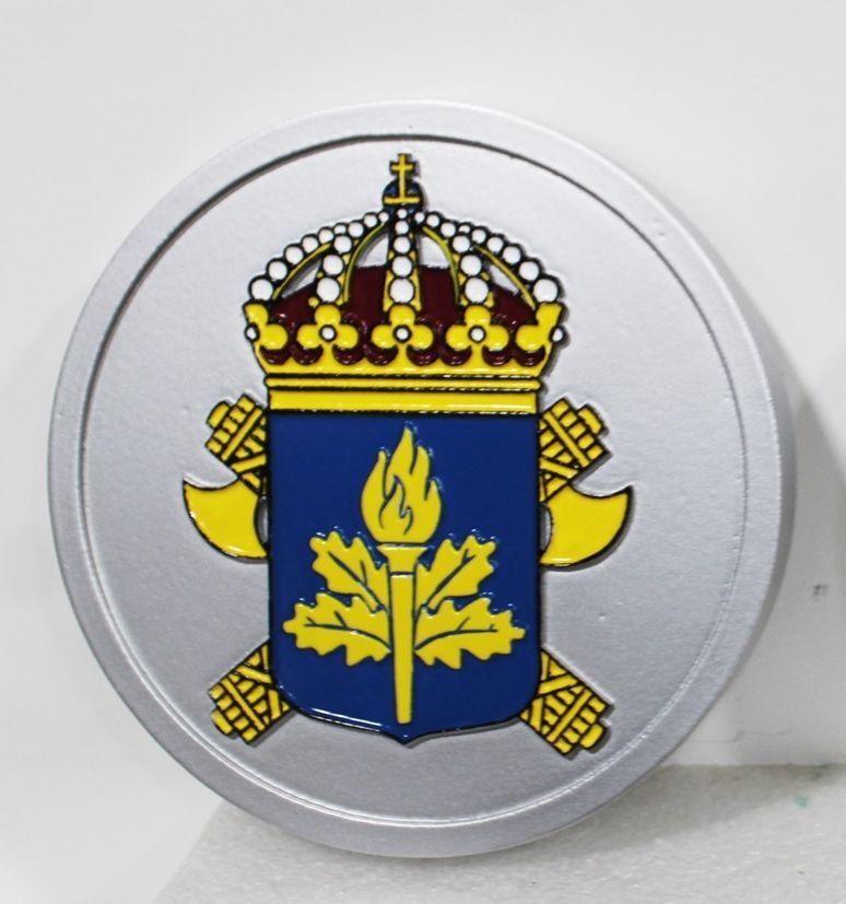 EP-1336 - Carved 2.5-D Multi-level HDU Plaque of an Emblem for a Military Unit of Canada, Artist-Painted