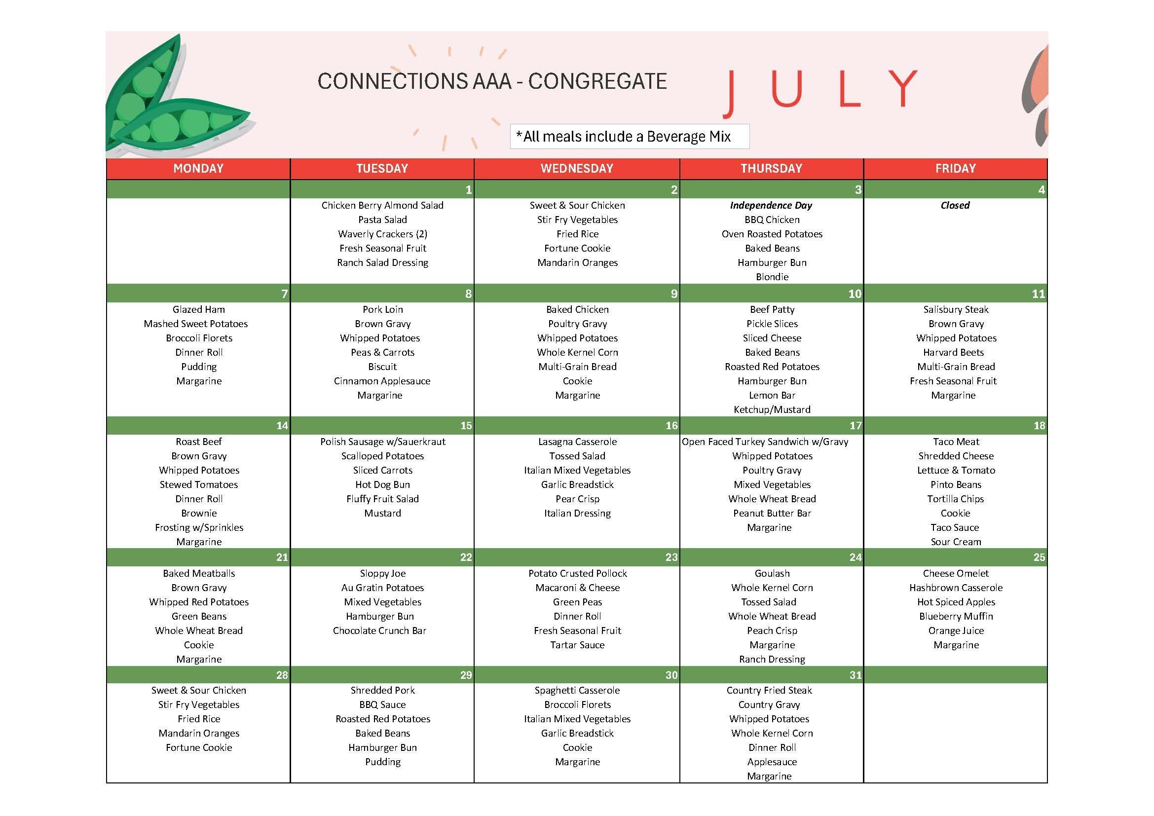 click here for a printable menu