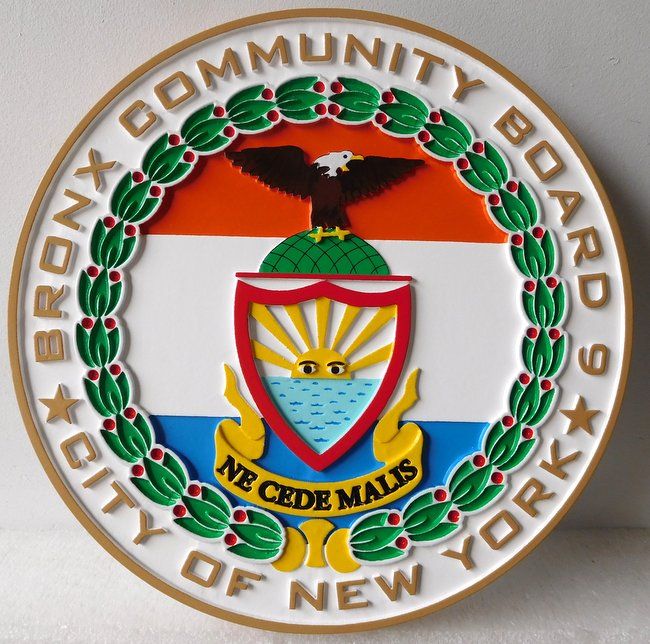 CB5215 - Seal of Bronx Community Board, New York City, Multi-level and Engraved Relief 