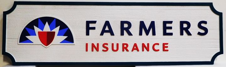 C12522 -  Carved and Sandblasted HDU Farmer's Insurance  Company Sign, 2.5-D raised Text and Artwork