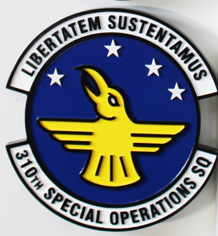 LP-3955 - Carved 2.5-D Multi-Level Raised Relief HDU Plaque of the Crest of the 310th Special Operations Squadron 