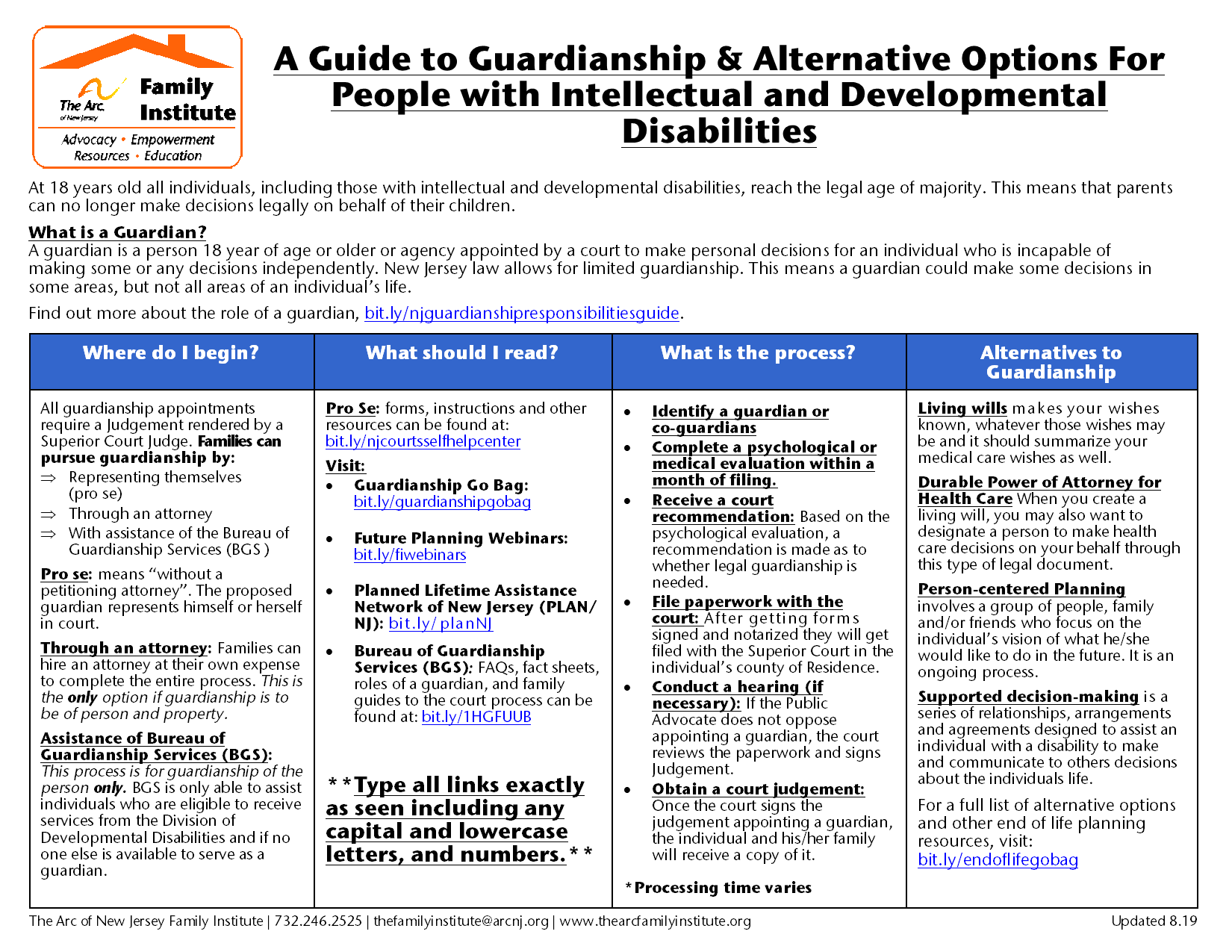 A Guide to Guardianship & Alternative Options For  People with Intellectual and Developmental  Disabilities