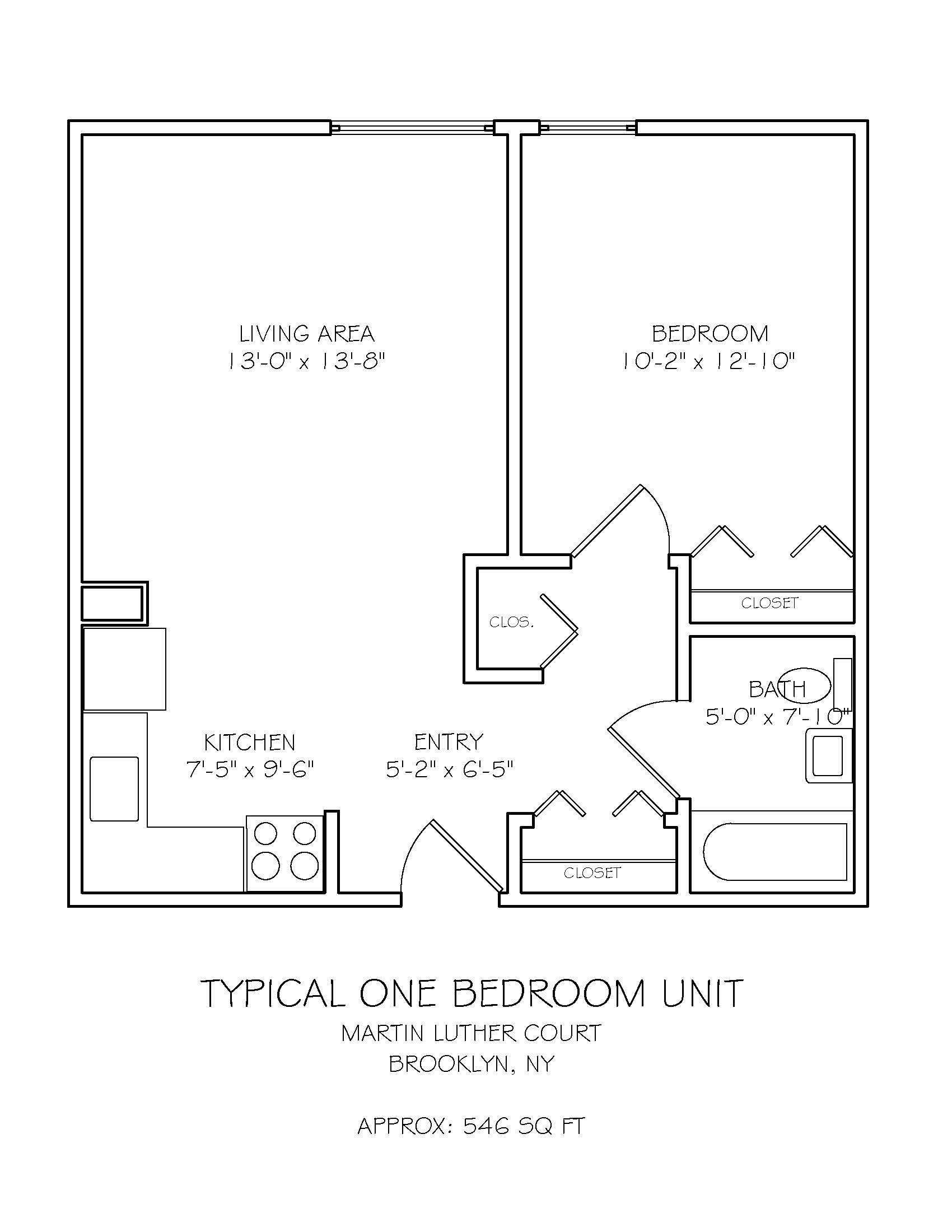 Click to View Enlarged 1-Bedroom Floor Plan