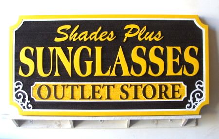 SA28444 - Carved and Sandblasted HDU Sign for Sunglasses Outlet Store