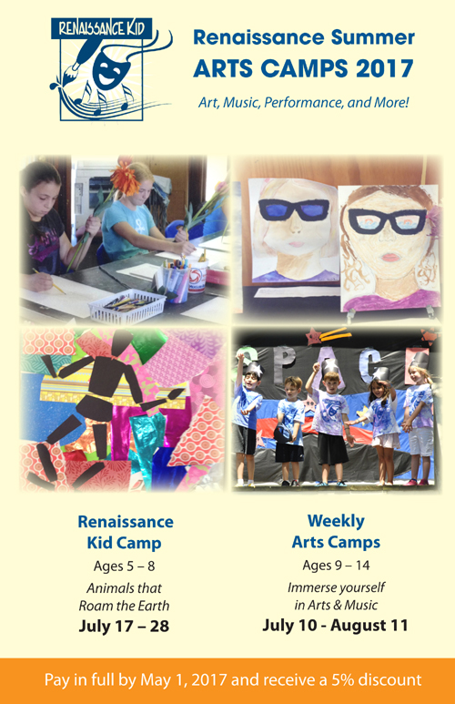 East End Arts School Announces Limited Space Available: Summer Arts Camps for Kids: July & August 2017 Art, Music, Performance, and More! (posted June 20,2017)