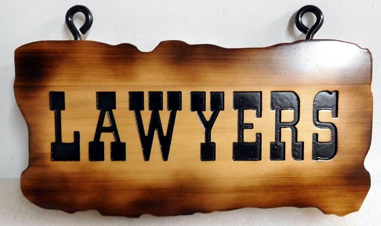 A10012 - Rustic, Scorched Edge, Old West, Cedar Sign "LAWYERS" 
