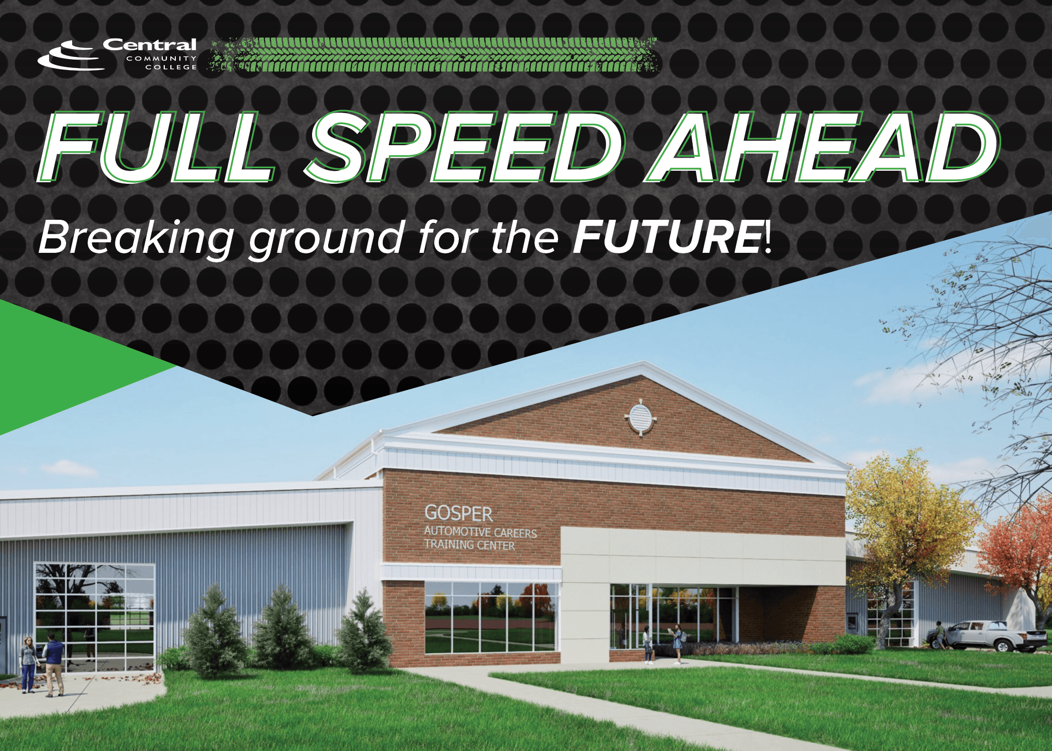 CCC Logo Full Speed Ahead, Breaking Ground for the Future building with Furnas label on it
