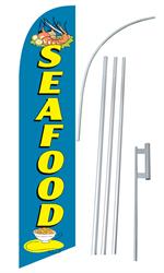 Seafood Dark Blue Swooper/Feather Flag + Pole + Ground Spike