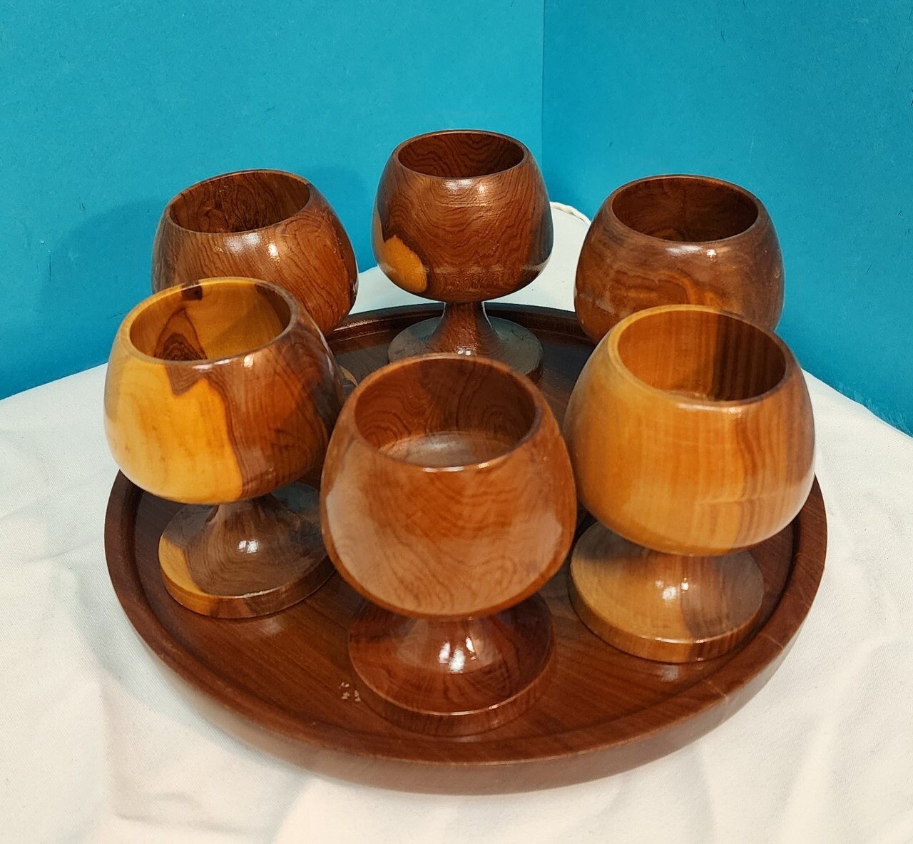 Wooden Mini Cups & Tray