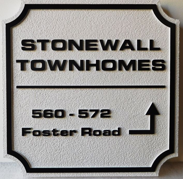 KA20993 - Elegant Carved  Stonewall Townhomes  Address and Wayfinding  Sign , 2.5-D with Sandblasted Background