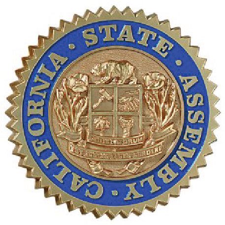 W32055 - California State Assembly Seal, Brass-Coated and Painted 