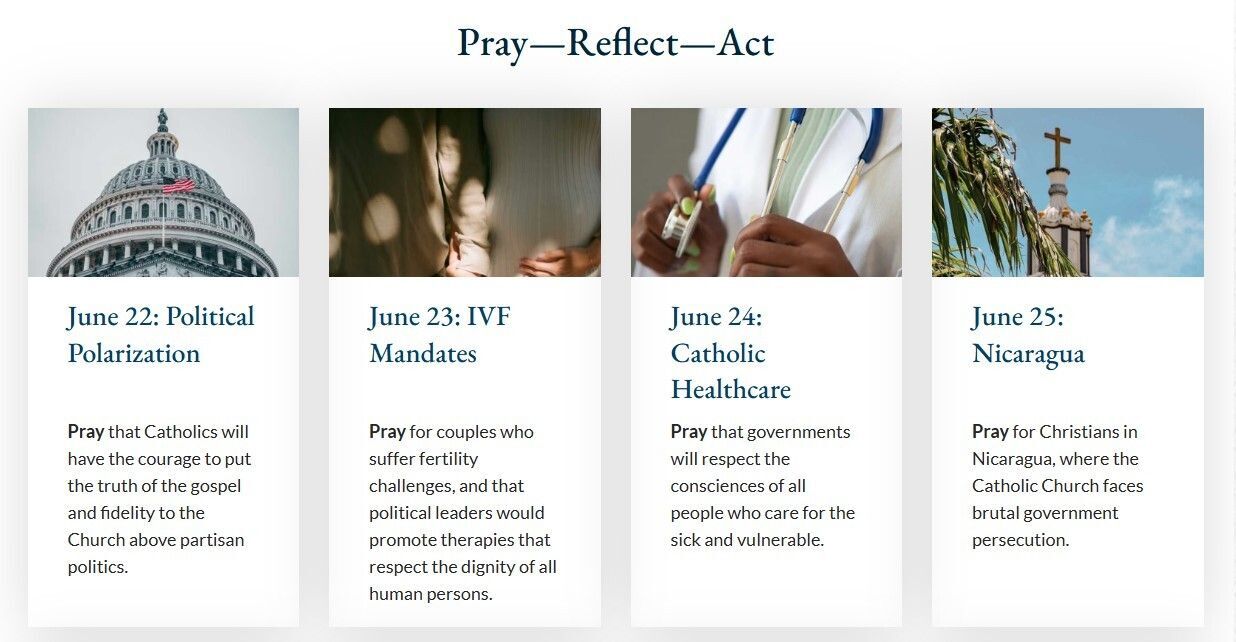 Pray Reflect Act, each day