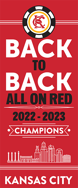 15" x 36" 2022-2023 BACK TO BACK Champions All on Red with City Scape