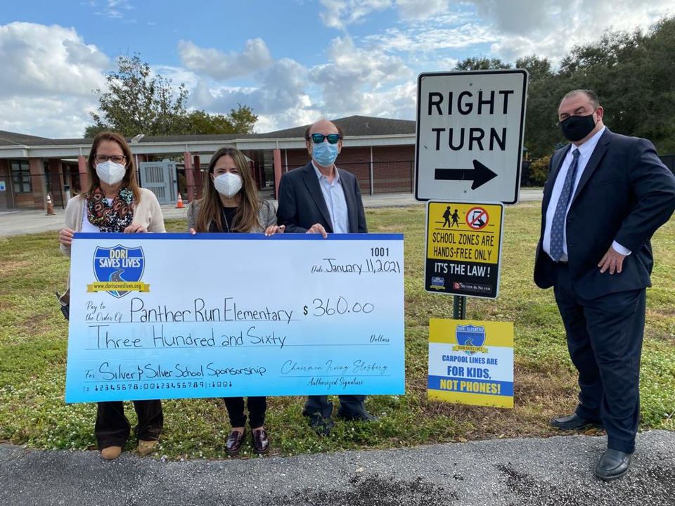 Dori Saves Lives School Sign Saftey Partner Prgram Check Presentation To Panther Run Elementary