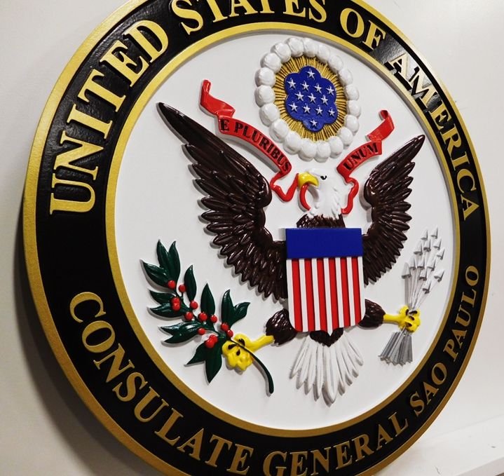 AP-3790 - Seal of the US Consulate General, Sao Paulo, Department of State, Artist-Painted