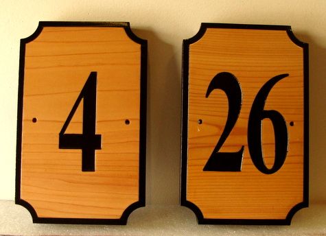 T29190A - Two Engraved Cedar Wood Room Number Signs for an Inn