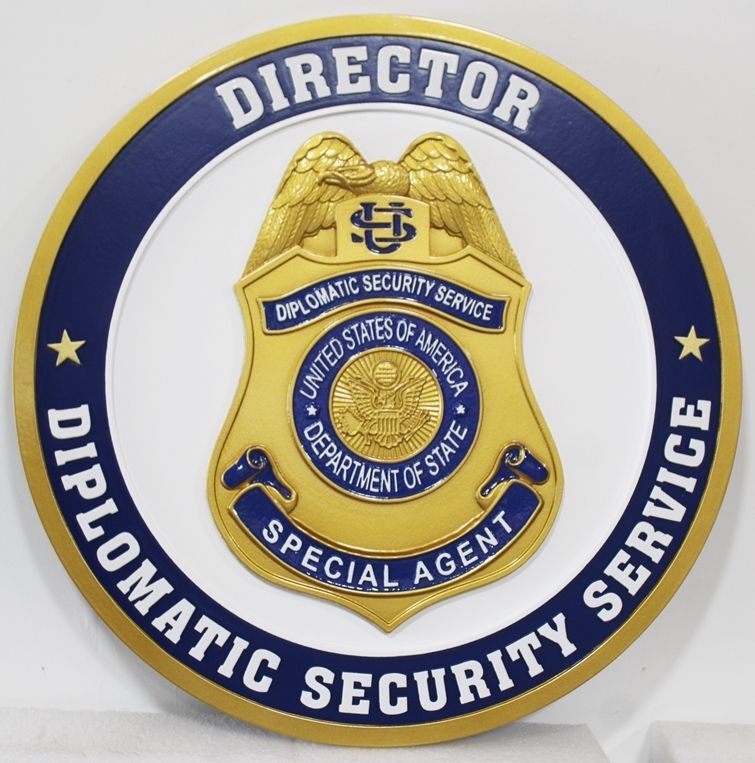 PP-1557 -  Carved 3-D HDU Plaque of the Badge of  a Special Agent of the Diplomatic Security Service 