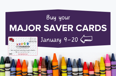 Save Money and Support Our Schools- Major Saver cards for sale