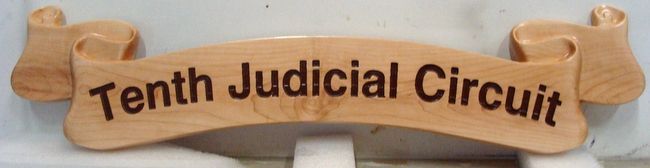 FP-1082 -  Carved Ribbon Plaque of Tenth Judicial  District,  Cedar Wood
