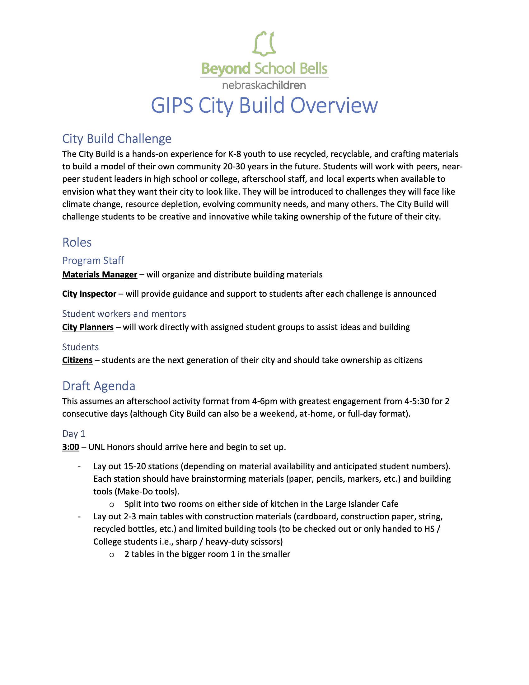 City Build 2040 Schedule