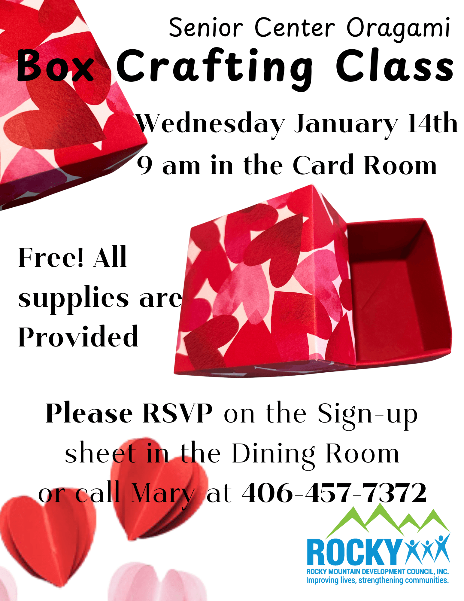 Helena Senior Center Origami Box Crafting Class 